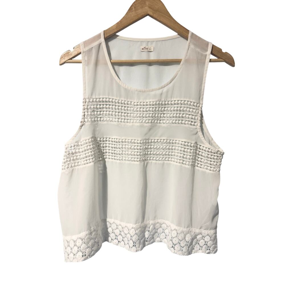 Hollister Ivory Crochet Lace Sleeveless Tank Top Size L